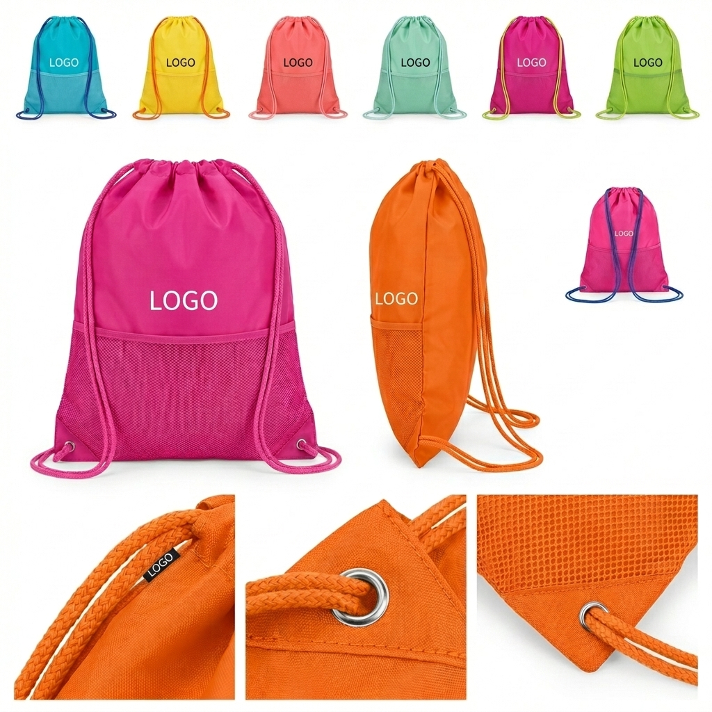 Vibrant Drawstring Backpack with Water-Resistant Finish