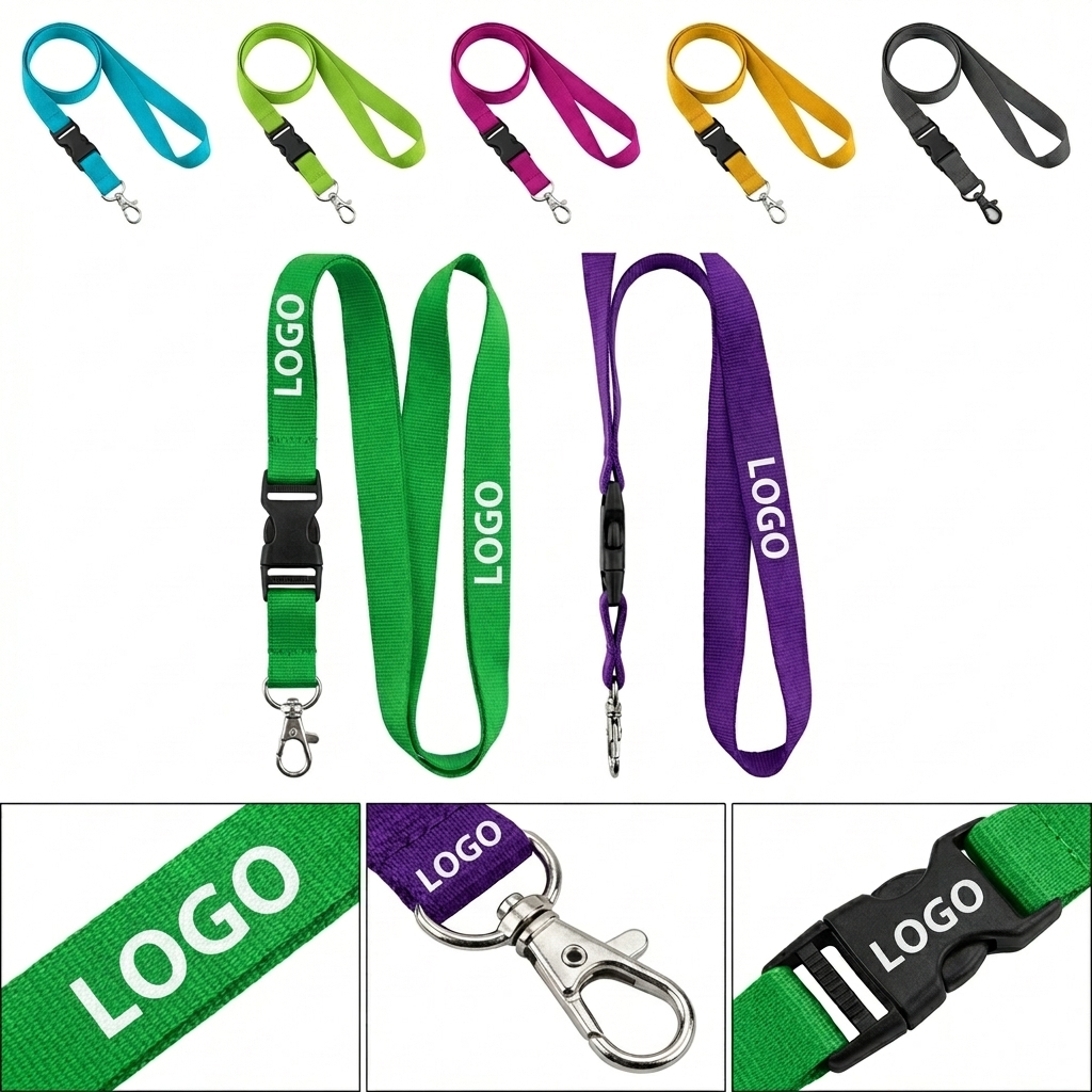 Adjustable Single-Clip Fabric Lanyard with Neck Strap