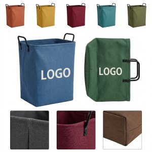 Space-Saving Collapsible Clothes Basket with Steel Frame