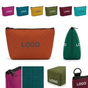 Vibrant Canvas Cosmetic & Stationery Pouch with Multiple Pockets