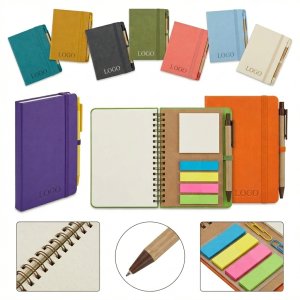 Colorful Spiral Notepad with Sticky Notes & Pen Set