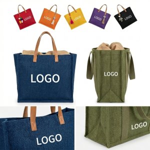 Multi-Color Eco-Friendly Jute Tote Bag with Logo